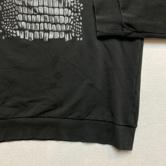VINTAGE Roberto Cavalli Sweatshirt Mens L Black Alligator Print Y2K Pullover - Picture 4 of 13